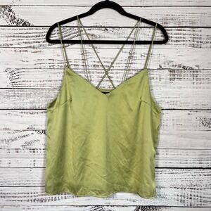 Blue Blush LA Boutique Satin Tank Top Blouse Size Large Strappy Flowy Boho Short